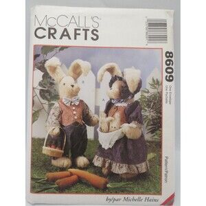 McCall's Crafts 8609 18" Bunnies Stuffed Animal Dolls & Clothes Vintage 1997